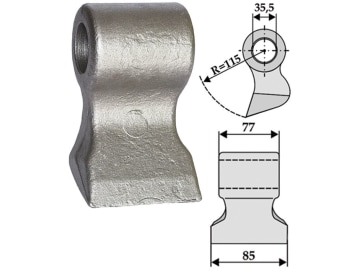 Industriehof® Hammerschlegel Arbeitsbreite 85 mm, Bohrung 35,5 mm, Einbaumaß 77 mm, für Seppi, 63-SEP-53 Industriehof® Hammerschlegel Arbeitsbreite 85 mm, Bohrung 35,5 mm, Einbaumaß 77 mm, für Seppi, 63-SEP-53