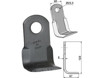 Industriehof® Y-Messer 120 x 60 x 8 mm, Bohrung 25,5 mm, für Sicma, 63-SIC-01 Industriehof® Y-Messer 120 x 60 x 8 mm, Bohrung 25,5 mm, für Sicma, 63-SIC-01