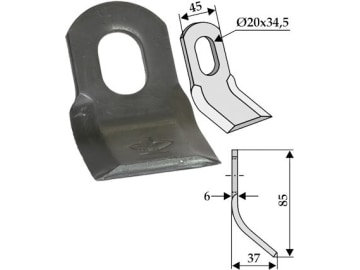 Industriehof® Y-Messer 85 x 45 x 6 mm, Bohrung 34,5 x 20 mm, für Seppi, 63-SPI-04 Industriehof® Y-Messer 85 x 45 x 6 mm, Bohrung 34,5 x 20 mm, für Seppi, 63-SPI-04