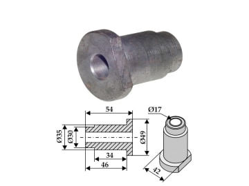 Industriehof® Innenbuchse 54 x 2,5/7 mm, Ø innen 17 mm, Ø außen 35 mm; 49 mm, für Szolnoki, Ungarn, 63-UNG-99 Industriehof® Innenbuchse 54 x 2,5/7 mm, Ø innen 17 mm, Ø außen 35 mm; 49 mm, für Szolnoki, Ungarn, 63-UNG-99