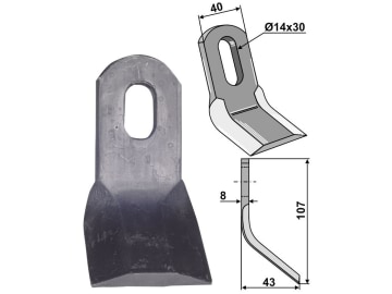 Industriehof® Y-Messer 107 x 40 x 8 mm, Bohrung 30 x 14 mm, für Becchio & Mandrile, 63-ZZZ-02 Industriehof® Y-Messer 107 x 40 x 8 mm, Bohrung 30 x 14 mm, für Becchio & Mandrile, 63-ZZZ-02