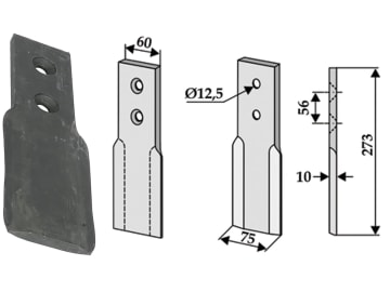 Industriehof® Schlegelmesser 273 x 60/75 x 10 mm, Bohrung 12,5 mm, für Cosmotor Grabenfräsen, 633-SCO-01 Industriehof® Schlegelmesser 273 x 60/75 x 10 mm, Bohrung 12,5 mm, für Cosmotor Grabenfräsen, 633-SCO-01