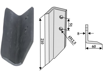 Industriehof® Schlegelmesser rechts, 210 x 8 mm, Bohrung 12,5 mm, für Dondi Grabenfräsen, 633-SDO-05R Industriehof® Schlegelmesser rechts, 210 x 8 mm, Bohrung 12,5 mm, für Dondi Grabenfräsen, 633-SDO-05R
