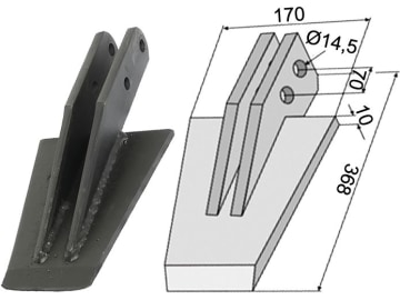 Industriehof® Spaten 368 x 170 x 10 mm, Abstand Bohrungen 70 mm, Bohrung 14,5 mm, für Selvatici, 631-VAN-18 Industriehof® Spaten 368 x 170 x 10 mm, Abstand Bohrungen 70 mm, Bohrung 14,5 mm, für Selvatici, 631-VAN-18