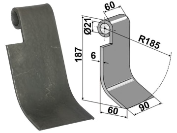 Industriehof® Schlegelmesser links/rechts 187 x 90 x 6 mm, Bohrung 21 mm, für Rübenroder Kleine "SF10" Fräsen Industriehof® Schlegelmesser links/rechts 187 x 90 x 6 mm, Bohrung 21 mm, für Rübenroder Kleine "SF10" Fräsen