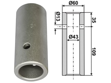 Industriehof® Einschweißbuchse Ø innen 43 mm, Ø außen 60 mm, für Zinken mit (Best.Nr. 10749373, 10749394, 10609943, 10428356, 10749328, 10749332), 18100-44 Industriehof® Einschweißbuchse Ø innen 43 mm, Ø außen 60 mm, für Zinken mit (Best.Nr. 10749373, 10749394, 10609943, 10428356, 10749328, 10749332), 18100-44