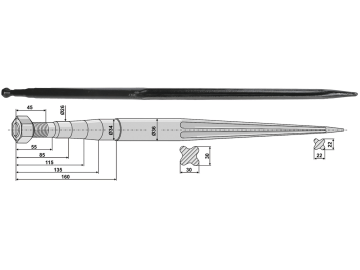 Industriehof® Frontladerzinken 1.200 mm, M 22 x 1,5, spitz, gerade, für Faucheux, 181205 Industriehof® Frontladerzinken 1.200 mm, M 22 x 1,5, spitz, gerade, für Faucheux, 181205