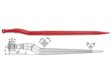 Industriehof® Frontladerzinken 800 mm; 905 mm; 930 mm; 1.000 mm, M 20 x 1,5, spitz, gekröpft, für Strautmann Industriehof® Frontladerzinken 800 mm; 905 mm; 930 mm; 1.000 mm, M 20 x 1,5, spitz, gekröpft, für Strautmann
