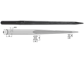 Industriehof® Frontladerzinken 1.200 mm, Ø 13 mm, spitz, gerade, ohne Schaft, für universal, 181206 Industriehof® Frontladerzinken 1.200 mm, Ø 13 mm, spitz, gerade, ohne Schaft, für universal, 181206