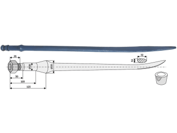 Industriehof® Löffelzinken 900 mm, M 22 x 1,5, Buchse mit konischer Mutter, für Triolet, 18901 Industriehof® Löffelzinken 900 mm, M 22 x 1,5, Buchse mit konischer Mutter, für Triolet, 18901
