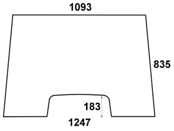 Frontscheibe, klar, für Massey Ferguson MF 342-362/N, 365, 372 N, 375, 382N, 390/T, 396-399-Kabine Serie 300 Frontscheibe, klar, für Massey Ferguson MF 342-362/N, 365, 372 N, 375, 382N, 390/T, 396-399-Kabine Serie 300