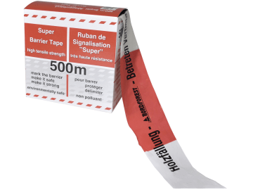 Absperrband rot; weiß 80 mm x 500 m, im Abrollkarton Absperrband rot; weiß 80 mm x 500 m, im Abrollkarton