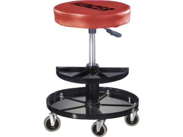 Hocker, Höhe 38 - 51 cm, Tragkraft 150 kg, pneumatisch, mit 2 Werkzeugablagen, um 360° drehbar Hocker, Höhe 38 - 51 cm, Tragkraft 150 kg, pneumatisch, mit 2 Werkzeugablagen, um 360° drehbar