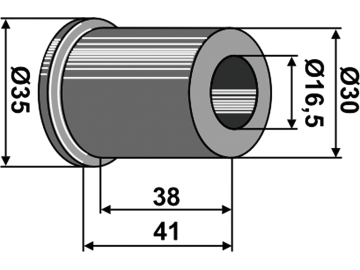 Industriehof® Buchse 38/41 x 6,75/9,25 mm, Ø innen 16,5 mm, Ø außen 38 mm; 41 mm, für Breviglieri Kreiseleggenzinken, 31-3252 Industriehof® Buchse 38/41 x 6,75/9,25 mm, Ø innen 16,5 mm, Ø außen 38 mm; 41 mm, für Breviglieri Kreiseleggenzinken, 31-3252