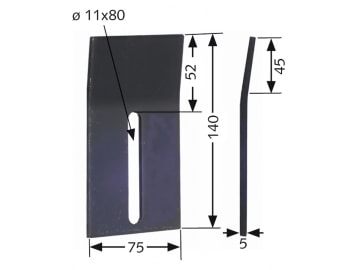 Industriehof® Abstreifer 140 x 75 x 5 mm, Bohrung 80 x 11 mm für Kuhn, 51-K201 Industriehof® Abstreifer 140 x 75 x 5 mm, Bohrung 80 x 11 mm für Kuhn, 51-K201