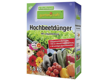 gartenkraft® Hochbeetdünger organisch-mineralischer NPK 8+3+3 für schmackhafte Früchte 1,5 kg Schachtel gartenkraft® Hochbeetdünger organisch-mineralischer NPK 8+3+3 für schmackhafte Früchte 1,5 kg Schachtel