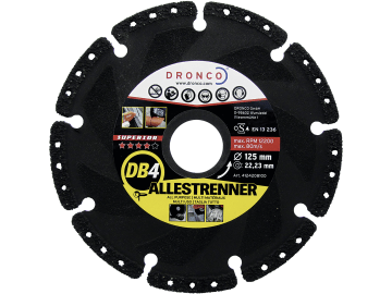 Dronco® Diamant-Trennscheibe "DB 4 Allestrenner Superior" 125 x 2,4 x 22,23 mm, für Kunststoffe, Metalle, Holz, Stein, Beton, C 3 Dronco® Diamant-Trennscheibe "DB 4 Allestrenner Superior" 125 x 2,4 x 22,23 mm, für Kunststoffe, Metalle, Holz, Stein, Beton, C 3
