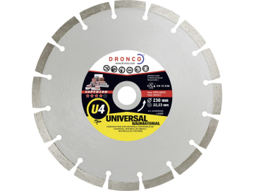 Dronco® Diamant-Trennscheibe "U4 Universal Superior" 230 x 2,4 x 22,23 mm, für Stein, Beton, Ziegel, C 3 Dronco® Diamant-Trennscheibe "U4 Universal Superior" 230 x 2,4 x 22,23 mm, für Stein, Beton, Ziegel, C 3