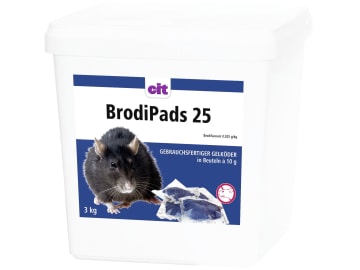 Cit Giftköder "BrodiPads 25" für die Ratten- und Mäusebekämpfung an schwer zugänglichen Stellen und in feuchter Umgebung, 3 kg, 299485 Cit Giftköder "BrodiPads 25" für die Ratten- und Mäusebekämpfung an schwer zugänglichen Stellen und in feuchter Umgebung, 3 kg, 299485