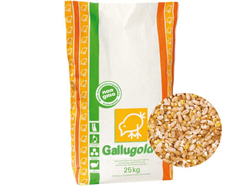 Gallugold® Geflügelkörner-Mix ohne Gentechnik aus Weizen und Mais mit extra Calcium Hühnerfutter 25 kg Sack Gallugold® Geflügelkörner-Mix ohne Gentechnik aus Weizen und Mais mit extra Calcium Hühnerfutter 25 kg Sack