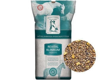Mühldorfer Revital „Klinikum“ prebiotic Pferdefutter zur Unterstützung des besonderen Stoffwechselbedarfs bei z.B. Kotwasser 20 kg Sack Mühldorfer Revital „Klinikum“ prebiotic Pferdefutter zur Unterstützung des besonderen Stoffwechselbedarfs bei z.B. Kotwasser 20 kg Sack