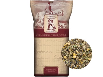 Mühldorfer Kräuter Müsli haferfreies und staubfreies Pferdefutter mit Kräutermischung 20 kg Sack Mühldorfer Kräuter Müsli haferfreies und staubfreies Pferdefutter mit Kräutermischung 20 kg Sack