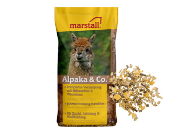 marstall® Alpaka + Co komplette Versorgung mit Mineralien und Vitaminen für Kamelide Müsli 15 kg Sack marstall® Alpaka + Co komplette Versorgung mit Mineralien und Vitaminen für Kamelide Müsli 15 kg Sack