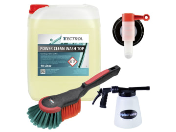 Set: TECTROL POWER WASH TOP mit Felgenbürste, Auslaufhahn und Hydro Foamer Set: TECTROL POWER WASH TOP mit Felgenbürste, Auslaufhahn und Hydro Foamer