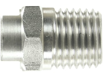 HD-Düse Düsengröße .020, Spritzwinkel 15°, 1/4" AG BSP, Edelstahl, für Flächenreiniger "Turbodevil TD 300 Basic" HD-Düse Düsengröße .020, Spritzwinkel 15°, 1/4" AG BSP, Edelstahl, für Flächenreiniger "Turbodevil TD 300 Basic"
