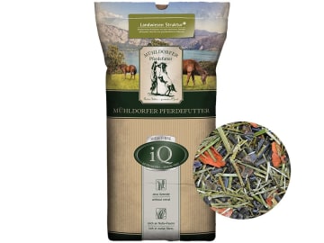 Mühldorfer iQ Landwiesen Struktur-Plus stärkereduziertes Strukturmüsli für Pferde, fördert intensives Kauen und Einspeicheln 15 kg Sack Mühldorfer iQ Landwiesen Struktur-Plus stärkereduziertes Strukturmüsli für Pferde, fördert intensives Kauen und Einspeicheln 15 kg Sack