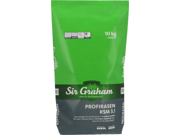 Sir Graham Rasensamen, Profirasen Sport RSM 3.1 (ausreichend für 400m²) sehr hohe Rasenqualität und Belastbarkeit (Sportplätze); zur Neuansaat und Nachsaat geeignet 10 kg Sack Sir Graham Rasensamen, Profirasen Sport RSM 3.1 (ausreichend für 400m²) sehr hohe Rasenqualität und Belastbarkeit (Sportplätze); zur Neuansaat und Nachsaat geeignet 10 kg Sack