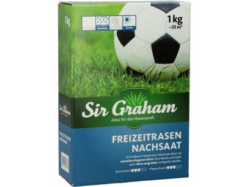 Sir Graham Rasen Nachsaat, Freizeitrasen mit hoher Rasenqualität; schneller Auflauf und Regeneration durch deutsche Weidelgräser; für alle Flächen geeignet (nicht im Schatten) Sir Graham Rasen Nachsaat, Freizeitrasen mit hoher Rasenqualität; schneller Auflauf und Regeneration durch deutsche Weidelgräser; für alle Flächen geeignet (nicht im Schatten)