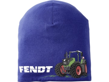 Fendt Strickmütze für Kinder blau, mit Logo- und Traktoraufdruck, X991020115000 Fendt Strickmütze für Kinder blau, mit Logo- und Traktoraufdruck, X991020115000