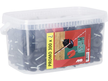 Ako Ringisolator "Kompakt" 300 St., Holzgewinde, schwarz, für Drähte und Litzen, 44314/3003E Ako Ringisolator "Kompakt" 300 St., Holzgewinde, schwarz, für Drähte und Litzen, 44314/3003E