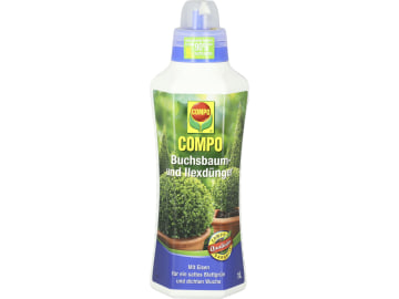 COMPO Buchsbaum- und Ilexdünger Flüssigdünger mineralischer NPK 8+3+4 Flüssigdünger für Buchsbäume, Ilex, u.a.immergrüne Gewächse 1 l Flasche COMPO Buchsbaum- und Ilexdünger Flüssigdünger mineralischer NPK 8+3+4 Flüssigdünger für Buchsbäume, Ilex, u.a.immergrüne Gewächse 1 l Flasche