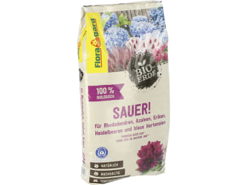 Floragard® Bio-Erde Sauer für Rhododendren, Azaleen, Heidelbeeren, Eriken und blaue Hortensien 40 l Sack Floragard® Bio-Erde Sauer für Rhododendren, Azaleen, Heidelbeeren, Eriken und blaue Hortensien 40 l Sack