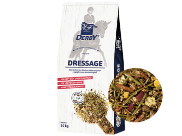 DERBY® Dressage haferfreies Pferdefutter zur Unterstützung von Muskelaufbau und Nervenstärke 20 kg Sack DERBY® Dressage haferfreies Pferdefutter zur Unterstützung von Muskelaufbau und Nervenstärke 20 kg Sack