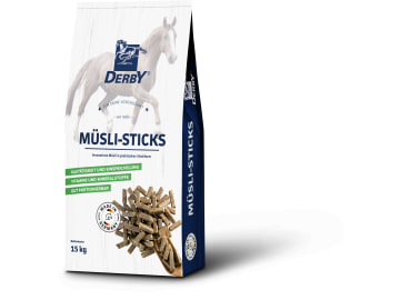 DERBY® Müsli Sticks für Pferde zur Förderung von Kautätigkeit und Speichelbildung Pellet 15 kg Sack DERBY® Müsli Sticks für Pferde zur Förderung von Kautätigkeit und Speichelbildung Pellet 15 kg Sack