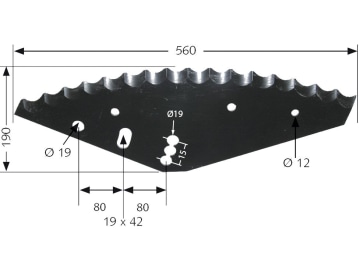 MWS Messer 560 x 194 x 5 mm, halbrund, gezahnt für Futtermischwagen Mayer Siloking MWS Messer 560 x 194 x 5 mm, halbrund, gezahnt für Futtermischwagen Mayer Siloking