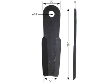 Industriehof® Schlegelmesser links/rechts 280 x 55 x 8 mm, Bohrung 24 mm, für Doppstadt, Epoke Fräsen Industriehof® Schlegelmesser links/rechts 280 x 55 x 8 mm, Bohrung 24 mm, für Doppstadt, Epoke Fräsen