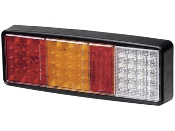 Hella® LED-Schlussleuchte eckig, Schluss-, Brems-, Blink- und Rückfahrlicht mit Rückstrahler, 9 – 36 V DC, 2VP 357 019-001 Hella® LED-Schlussleuchte eckig, Schluss-, Brems-, Blink- und Rückfahrlicht mit Rückstrahler, 9 – 36 V DC, 2VP 357 019-001