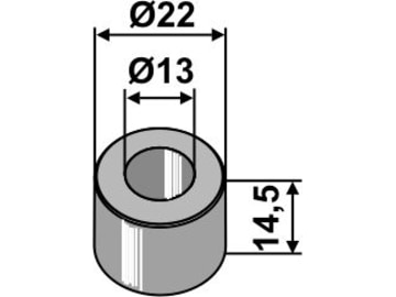 Industriehof® Buchse 14,5 x 4,5 mm, Ø innen 13 mm, Ø außen 22 mm, für Irus, 63-JDE-900 Industriehof® Buchse 14,5 x 4,5 mm, Ø innen 13 mm, Ø außen 22 mm, für Irus, 63-JDE-900