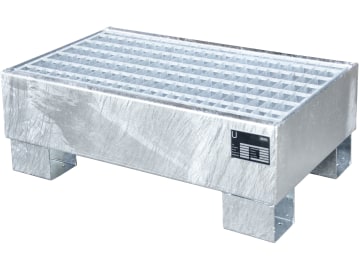 Bauer® Auffangwanne "AW 60-1/M v" Auffangvolumen max. 61 l, für 2 x 60 l-Fass, mit Gitterrost, verzinkt Bauer® Auffangwanne "AW 60-1/M v" Auffangvolumen max. 61 l, für 2 x 60 l-Fass, mit Gitterrost, verzinkt