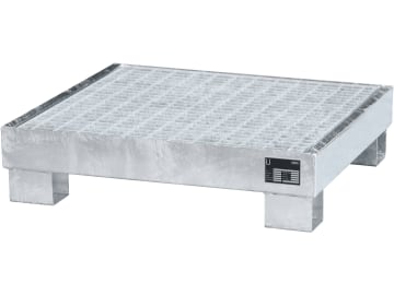 Bauer® Auffangwanne "AW 60-2/M v" Auffangvolumen max. 61 l, für 4 x 60 l-Fass, mit Gitterrost, verzinkt Bauer® Auffangwanne "AW 60-2/M v" Auffangvolumen max. 61 l, für 4 x 60 l-Fass, mit Gitterrost, verzinkt