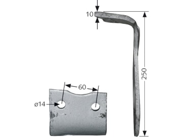 Howard Kreiseleggenzinken links, 250 x 10 mm für Kreiselegge HK10, 000 182 930 Howard Kreiseleggenzinken links, 250 x 10 mm für Kreiselegge HK10, 000 182 930