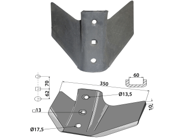 Industriehof® Flügelschar 350 mm x 62 – 72 mm für Kerner Komet, 101.KER-03 Industriehof® Flügelschar 350 mm x 62 – 72 mm für Kerner Komet, 101.KER-03