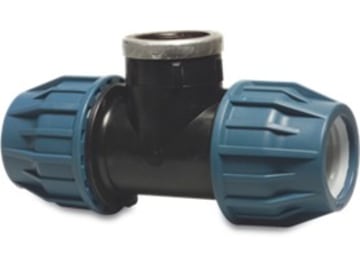 T-Stück mit Innengewinde (PP-Klemmverbinder) PP 16 bar 3/4" IG Ø innen 32 mm ohne Ring T-Stück mit Innengewinde (PP-Klemmverbinder) PP 16 bar 3/4" IG Ø innen 32 mm ohne Ring