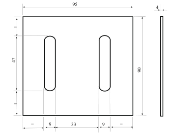 Abstreifer 90 x 95 x 4 mm, Bohrung L x B 42 x 8,5 mm für Zahnpackerwalzen Abstreifer 90 x 95 x 4 mm, Bohrung L x B 42 x 8,5 mm für Zahnpackerwalzen