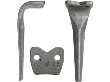 Kreiseleggenzinken links/rechts 100 x 285 x 14 mm, Bohrung 16,5 mm, geschraubt für Pegoraro Kreiseleggenzinken links/rechts 100 x 285 x 14 mm, Bohrung 16,5 mm, geschraubt für Pegoraro