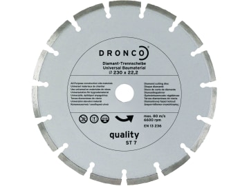 Dronco® Diamant-Trennscheibe "ST-7 Quality" 230 x 2,4 x 22,23 mm, für Stein, Beton, Ziegel, C 3 Dronco® Diamant-Trennscheibe "ST-7 Quality" 230 x 2,4 x 22,23 mm, für Stein, Beton, Ziegel, C 3